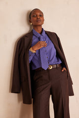 SALVADOR LAVENDER STRIPED COTTON SHIRT