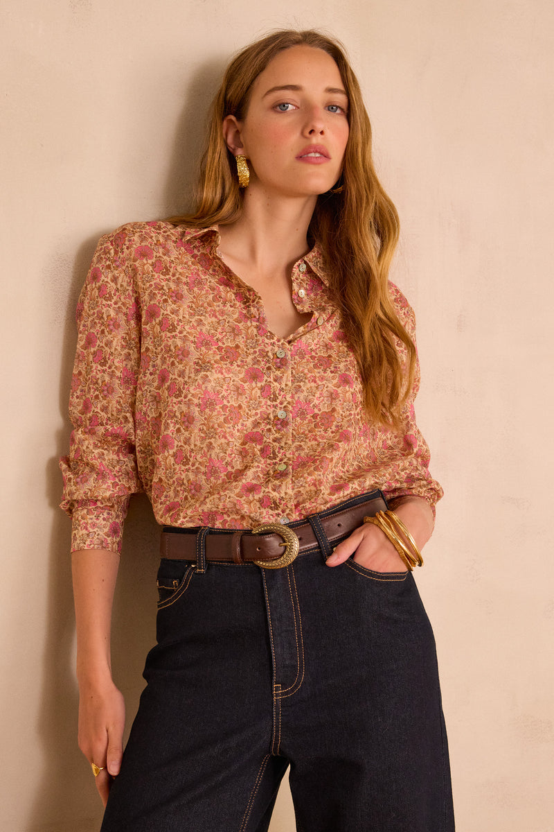 COLETTE BLUSH LIBERTY PRINT SHIRT
