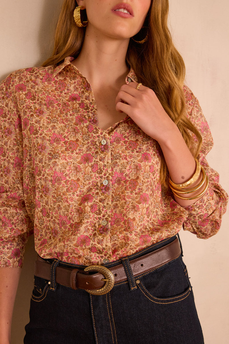 COLETTE BLUSH LIBERTY PRINT SHIRT