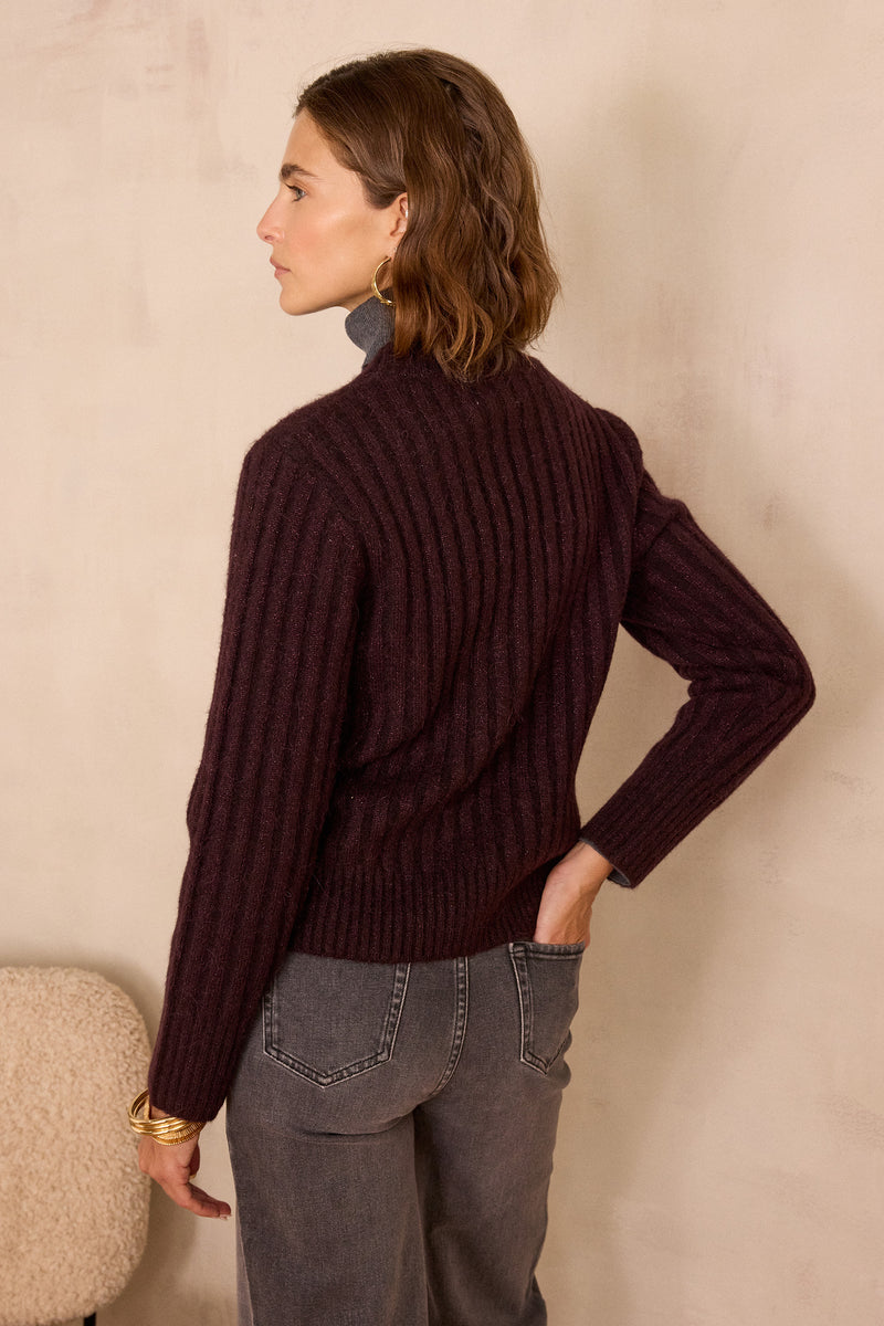 BENICIO WOOL AND ALPACA AUBERGINE JUMPER