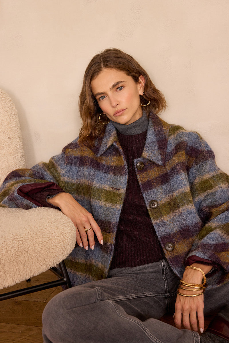 BENICIO WOOL AND ALPACA AUBERGINE JUMPER