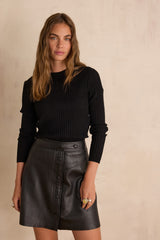 BRIDGET BLACK RIBBED COTTON JUMPER