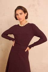 BRIDGET AUBERGINE RIBBED COTTON JUMPER