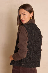 BIXENTE SLEEVELESS CABLE-KNIT WOOL CARDIGAN
