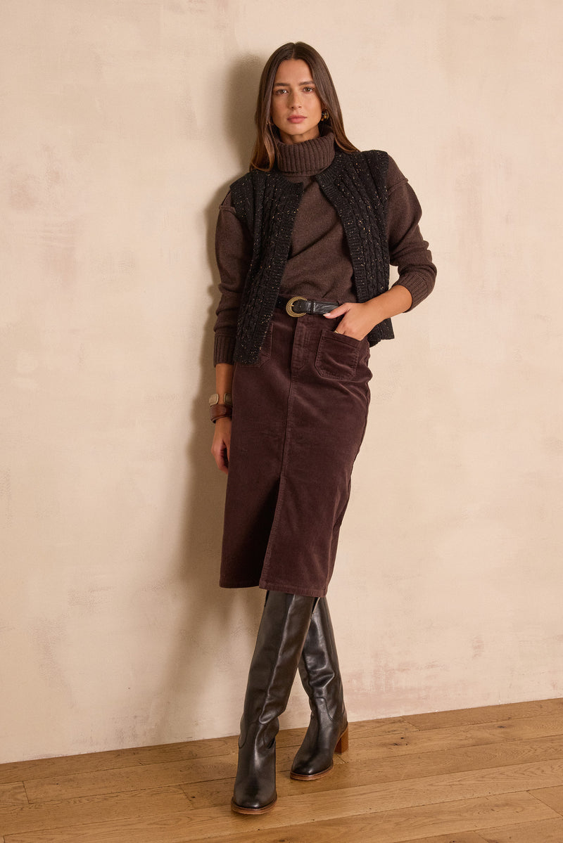 BIXENTE SLEEVELESS CABLE-KNIT WOOL CARDIGAN