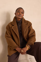 DEBBIE FAUX SHEARLING BROWN COAT