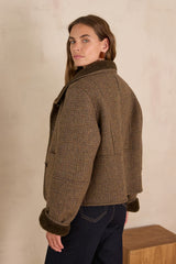 DARIO SAGE CHECKED COAT