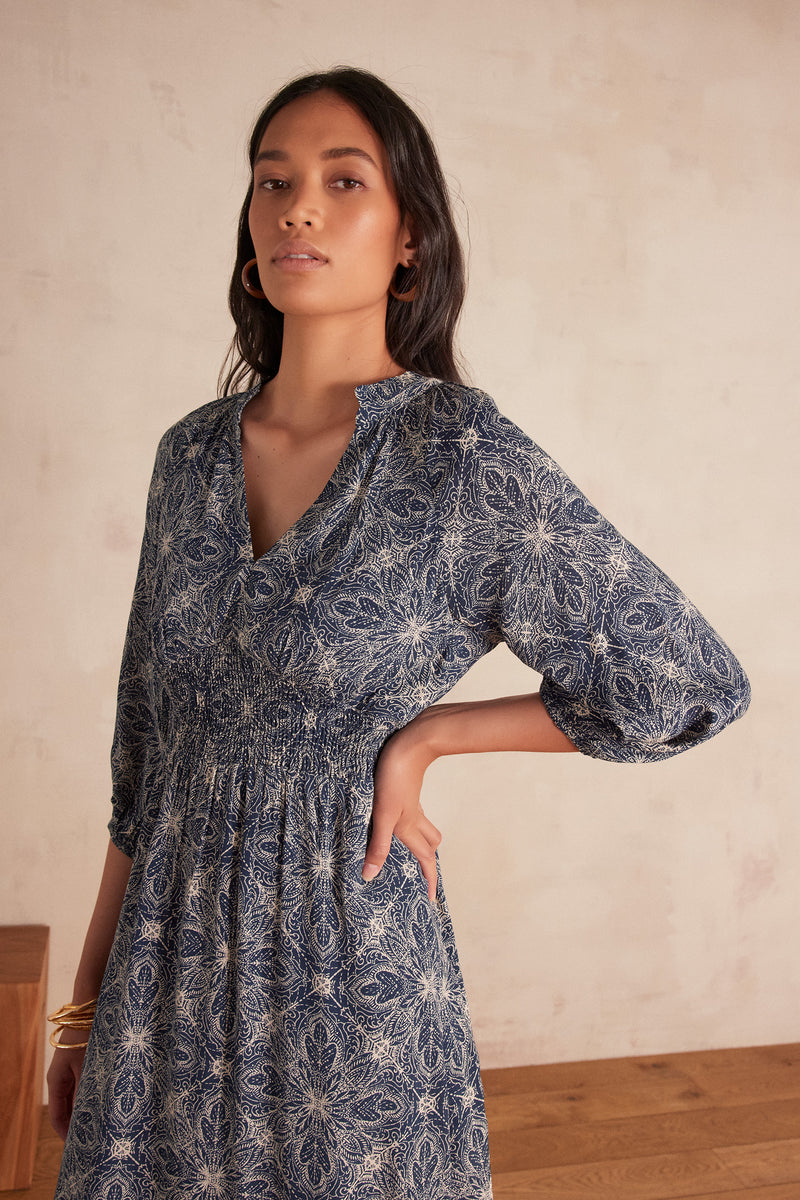 REI NAVY PRINTED DRESS