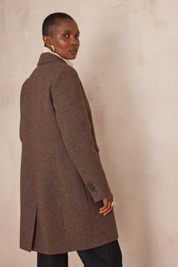 ANABELLE CHEVRON PATTERN WOOL COAT