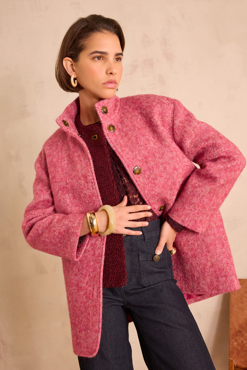 LAMIA PINK WOOL COAT