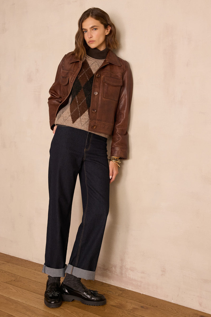 BENNY DARK BROWN WOOL AND ALPACA SLEEVELESS JUMPER