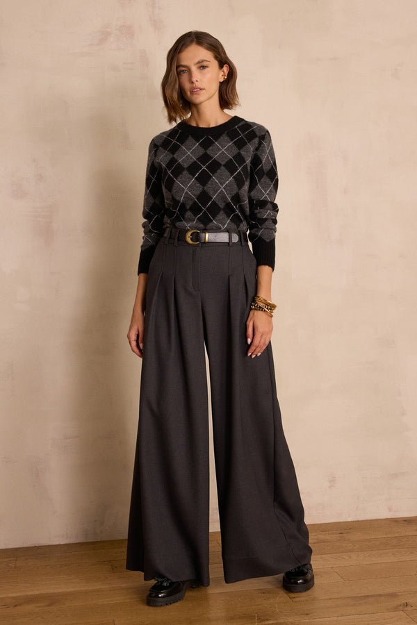 DAISY ANTHRACITE WIDE-LEG TROUSERS