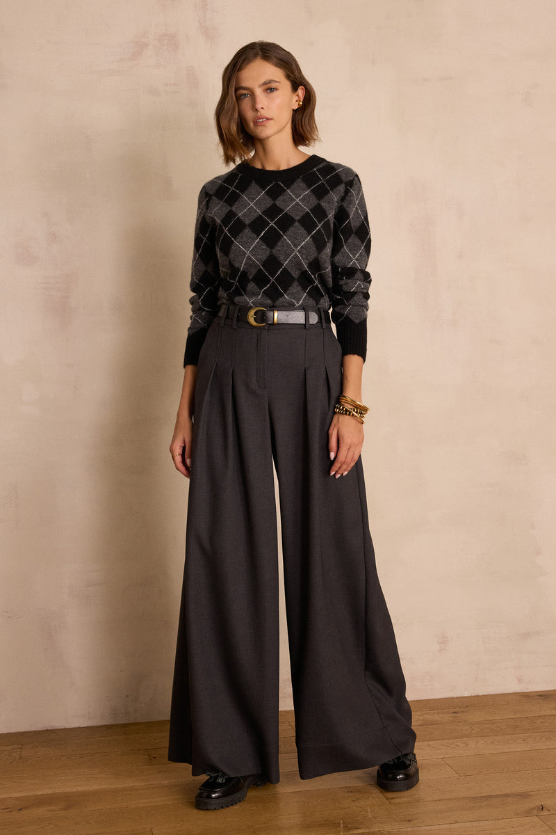 DAISY ANTHRACITE WIDE-LEG TROUSERS