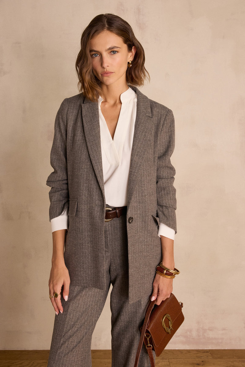 NELIA STRIPED WOOL JACKET