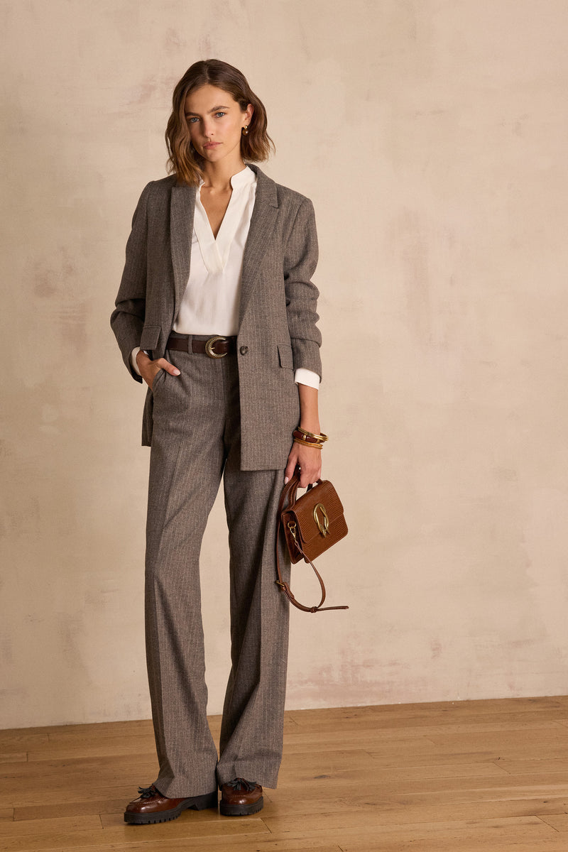 NELIA STRIPED WOOL JACKET