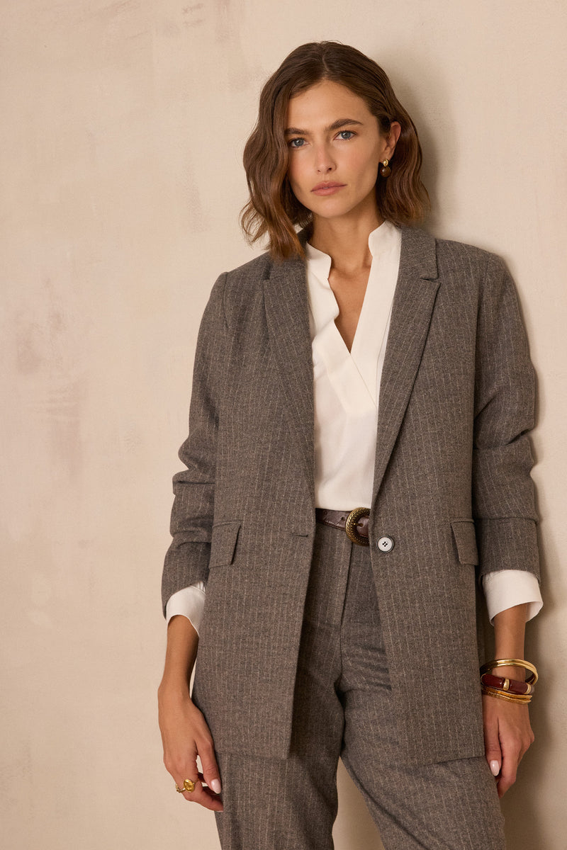 NELIA STRIPED WOOL JACKET