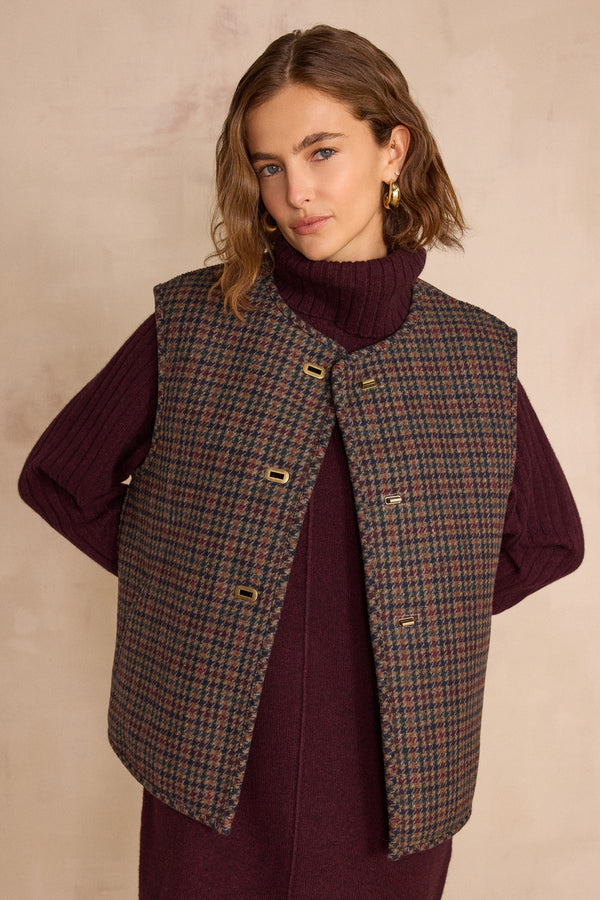 SABRINA AUBERGINE BOUCLE WOOL JACKET