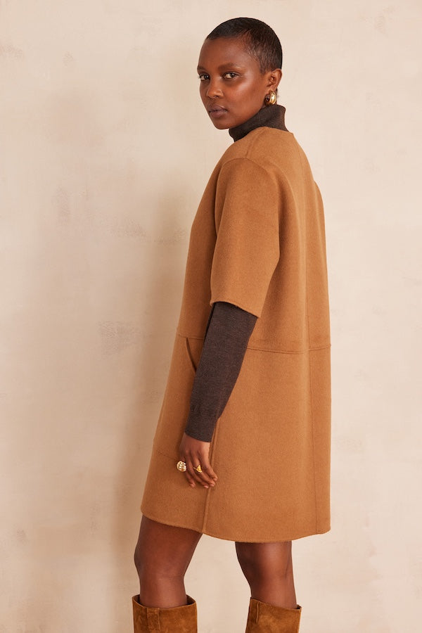 ROSARIO DOUBLE FACE CINNAMON DRESS