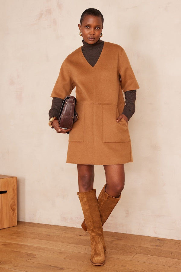 ROSARIO DOUBLE FACE CINNAMON DRESS