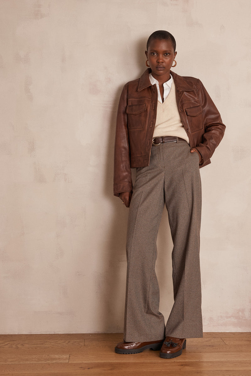 FERGUSON WIDE-LEG CHECKED TROUSERS