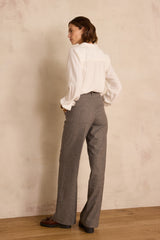 FERGUSON LIGHT TAUPE WOOL STRIPED TROUSERS