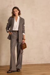 FERGUSON LIGHT TAUPE WOOL STRIPED TROUSERS