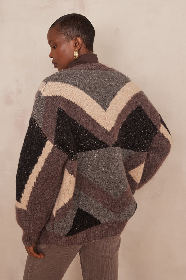 BRITNEY JACQUARD PATTERN CARDIGAN