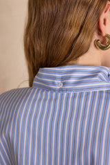 SANDRINE BLUE COTTON STRIPED SHIRT
