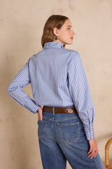 SANDRINE BLUE COTTON STRIPED SHIRT