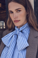 SANDRINE BLUE COTTON STRIPED SHIRT