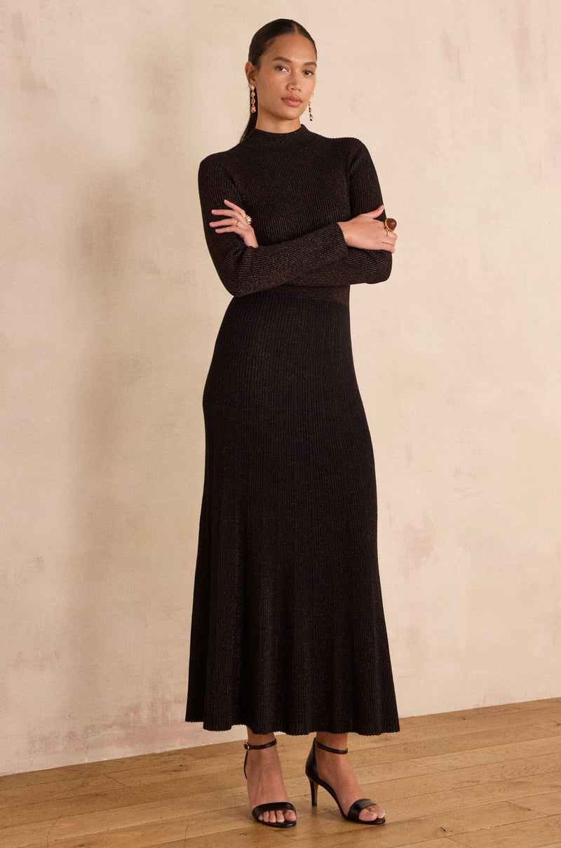 RADIEUSE COPPER GLITTER KNIT DRESS