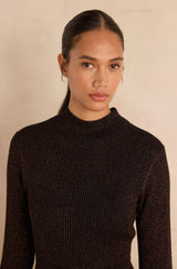 RADIEUSE COPPER GLITTER KNIT DRESS