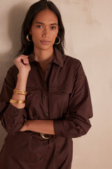 ROSALIE CHOCOLATE COTTON DRESS