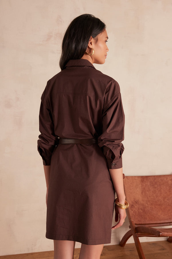 ROSALIE CHOCOLATE COTTON DRESS