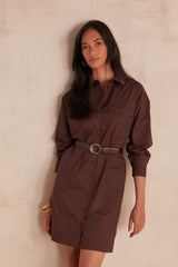 ROSALIE CHOCOLATE COTTON DRESS