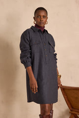 MARLINE MOUSE GREY STRAIGHT WOOL DRESS