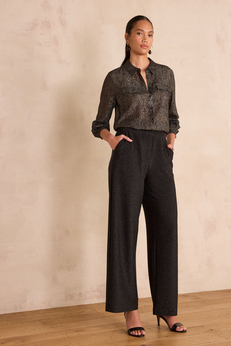MONA METALLIC STRAIGHT TROUSERS
