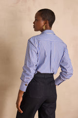 ESMERALDA BLUE COTTON STRIPED SHIRT