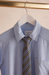 THEOPHILE HEATHER GREY STRIPED TIE