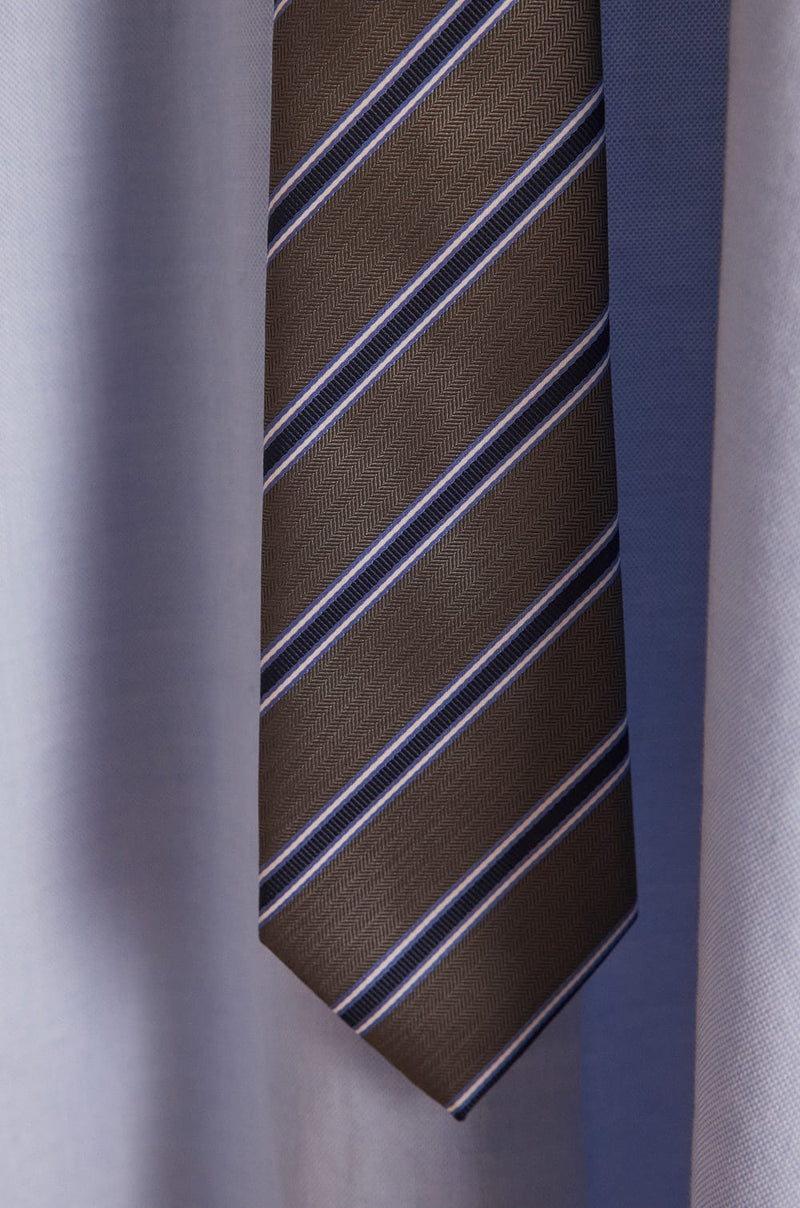 THEOPHILE HEATHER GREY STRIPED TIE