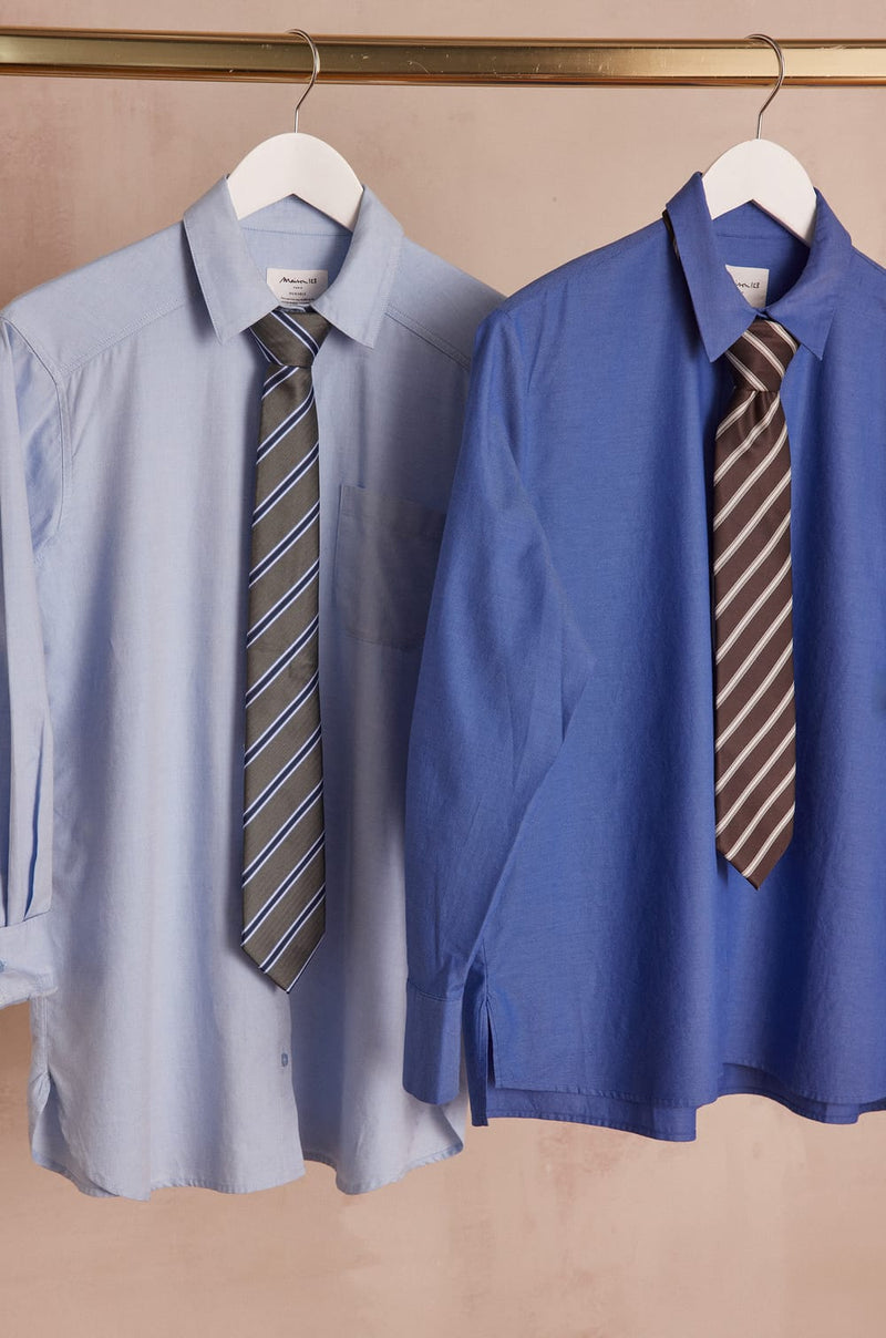 THEOPHILE HEATHER GREY STRIPED TIE