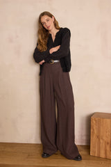 FLAUBERT CHOCOLATE WIDE LEG TROUSERS
