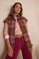 DJODDY SLEEVELESS CHECKED WOOL COAT
