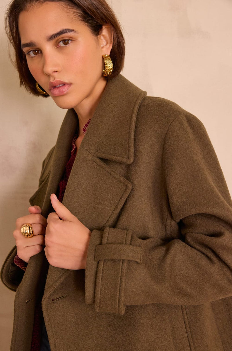 FLETCHER KHAKI WOOL COAT