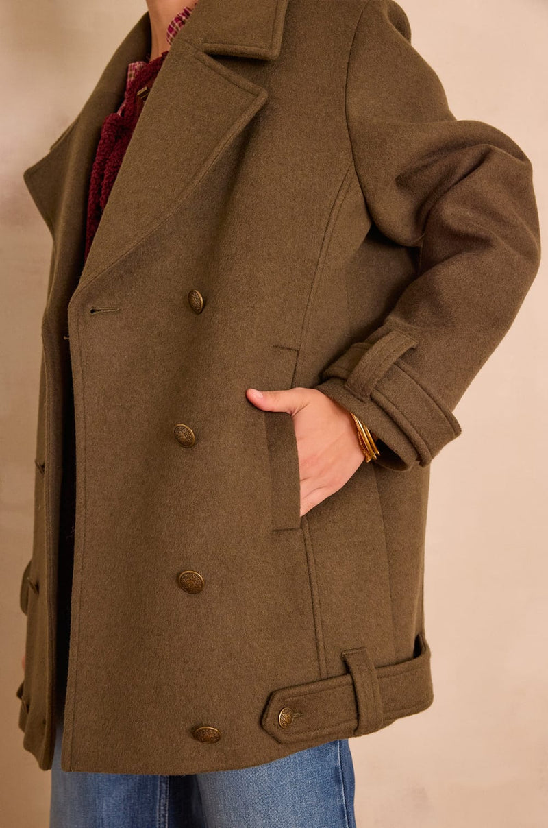 FLETCHER KHAKI WOOL COAT