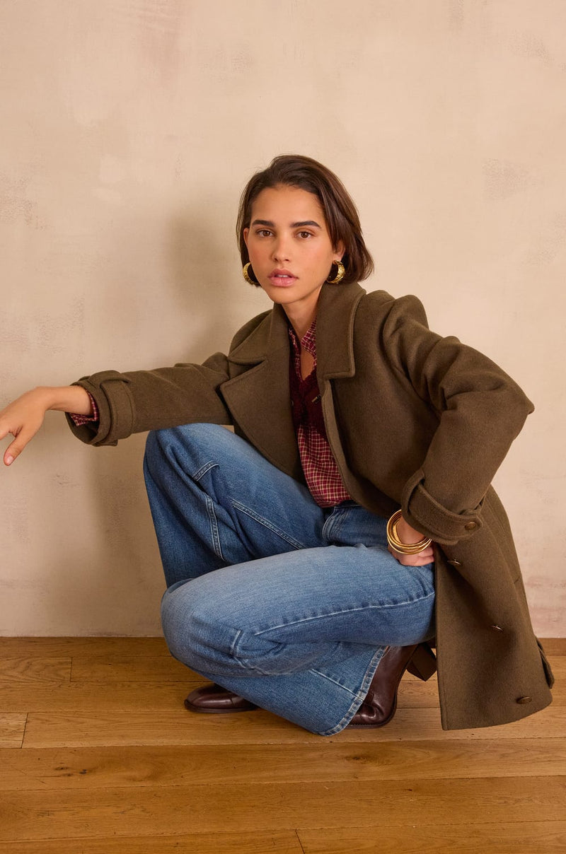 FLETCHER KHAKI WOOL COAT