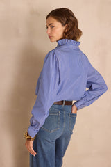 SALIA STRIPED RUFFLED BLOUSE