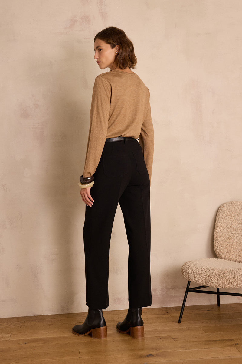 MELINA BLACK WIDE-LEG TROUSERS