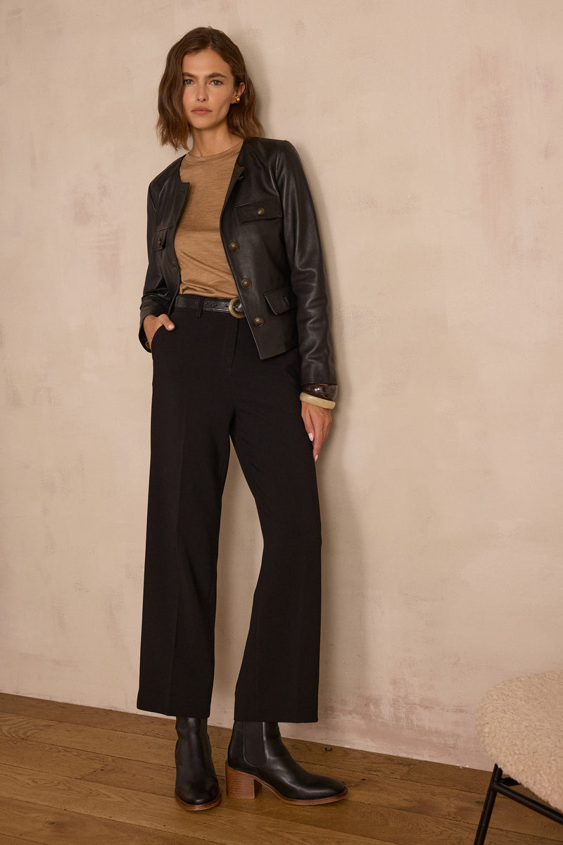 MELINA BLACK WIDE-LEG TROUSERS