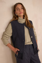 MELINA MOUSE GREY CROPPED WOOL TROUSERS